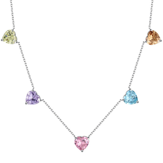 [OAK JURI]Sparkling Colorful Heart Cut Necklace