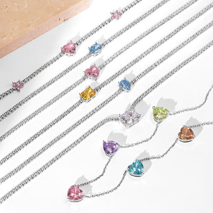 [OAK JURI]Dazzling Pink Heart Flower Necklace