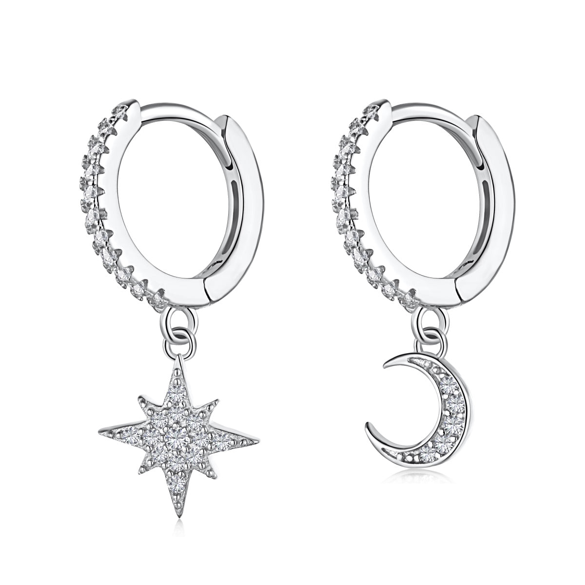 [OAK JURI]Star and Moon Asymmetric Earrings