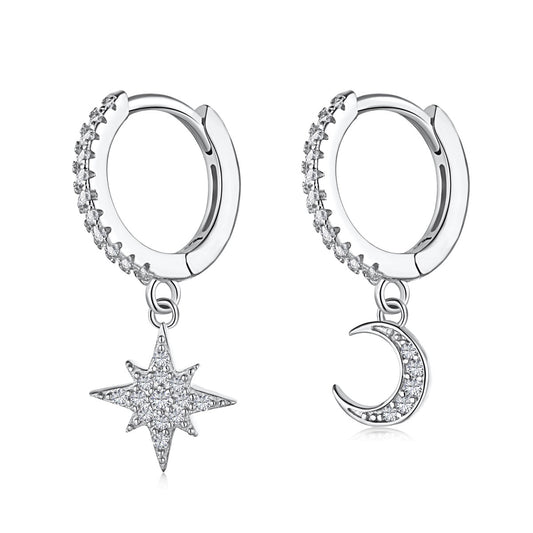[OAK JURI]Star and Moon Asymmetric Earrings