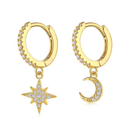 [OAK JURI]Star and Moon Asymmetric Earrings