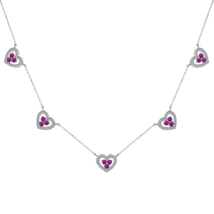 [OAK JURI]Sparkling Five Heart Necklace