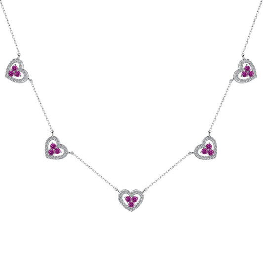 [OAK JURI]Sparkling Five Heart Necklace