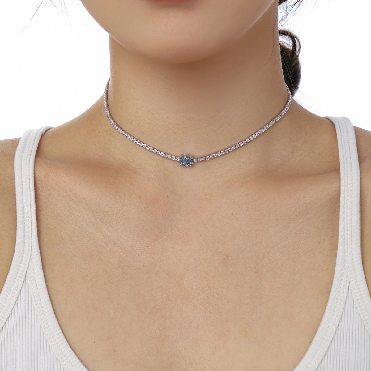 [OAK JURI]1.0 Carat Shining Oval Cut Necklace