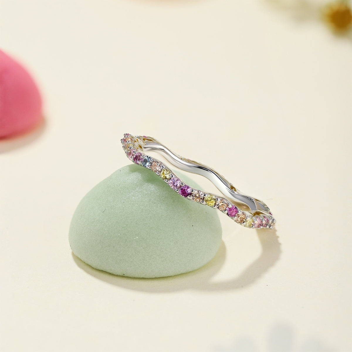 [OAK JURI]Dainty Colorful Round Cut Party Ring