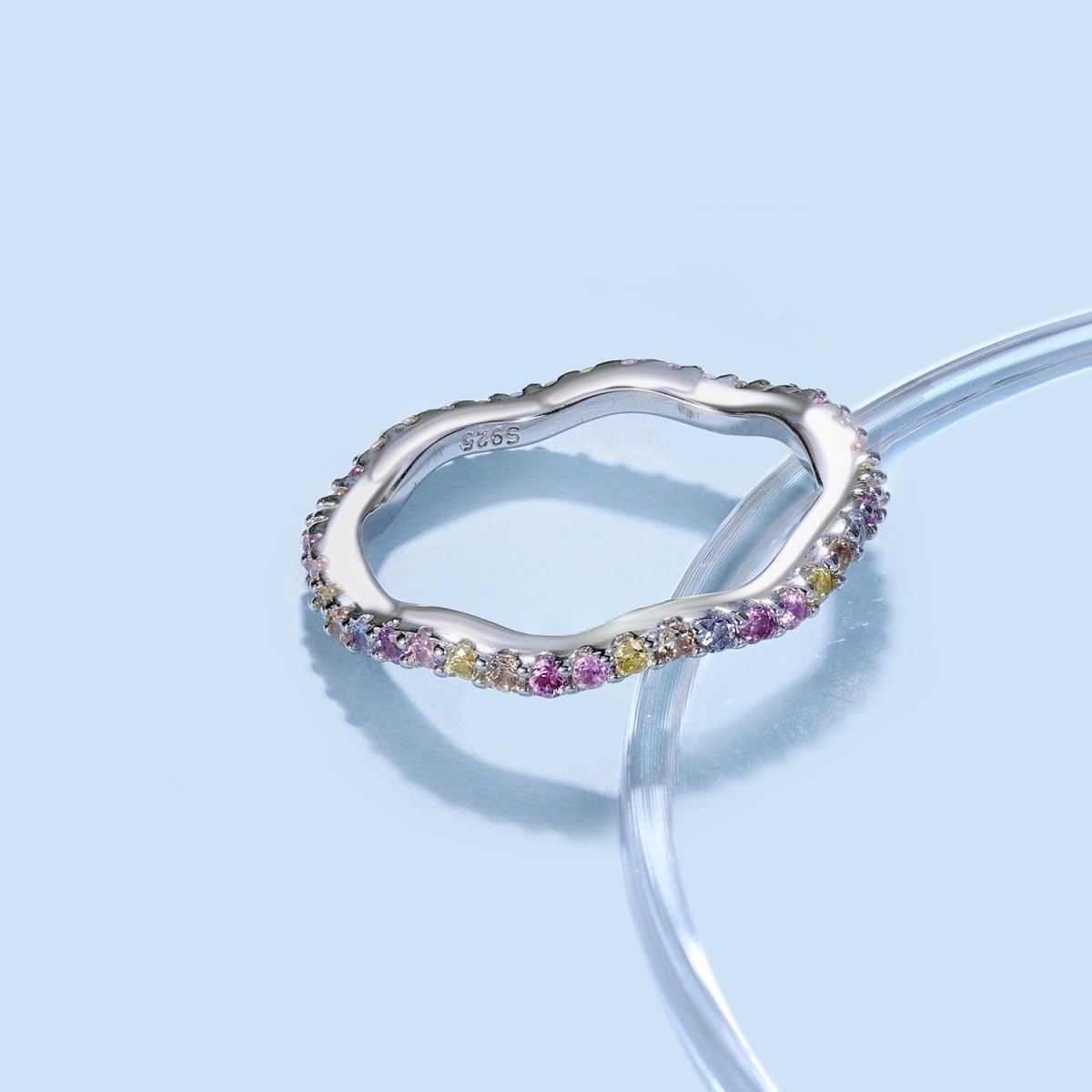 [OAK JURI]Dainty Colorful Round Cut Party Ring