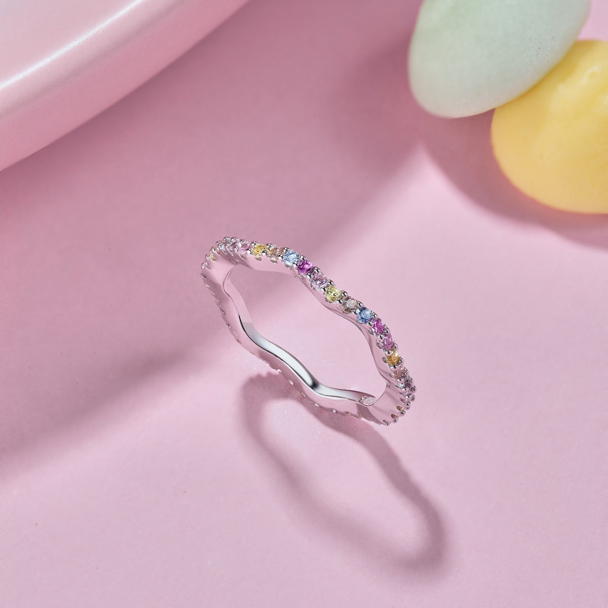 [OAK JURI]Dainty Colorful Round Cut Party Ring