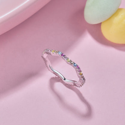 [OAK JURI]Dainty Colorful Round Cut Party Ring