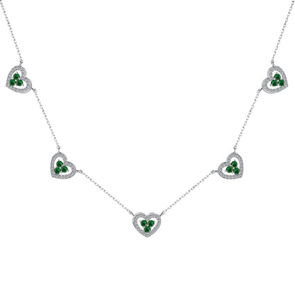 [OAK JURI]Sparkling Five Heart Necklace