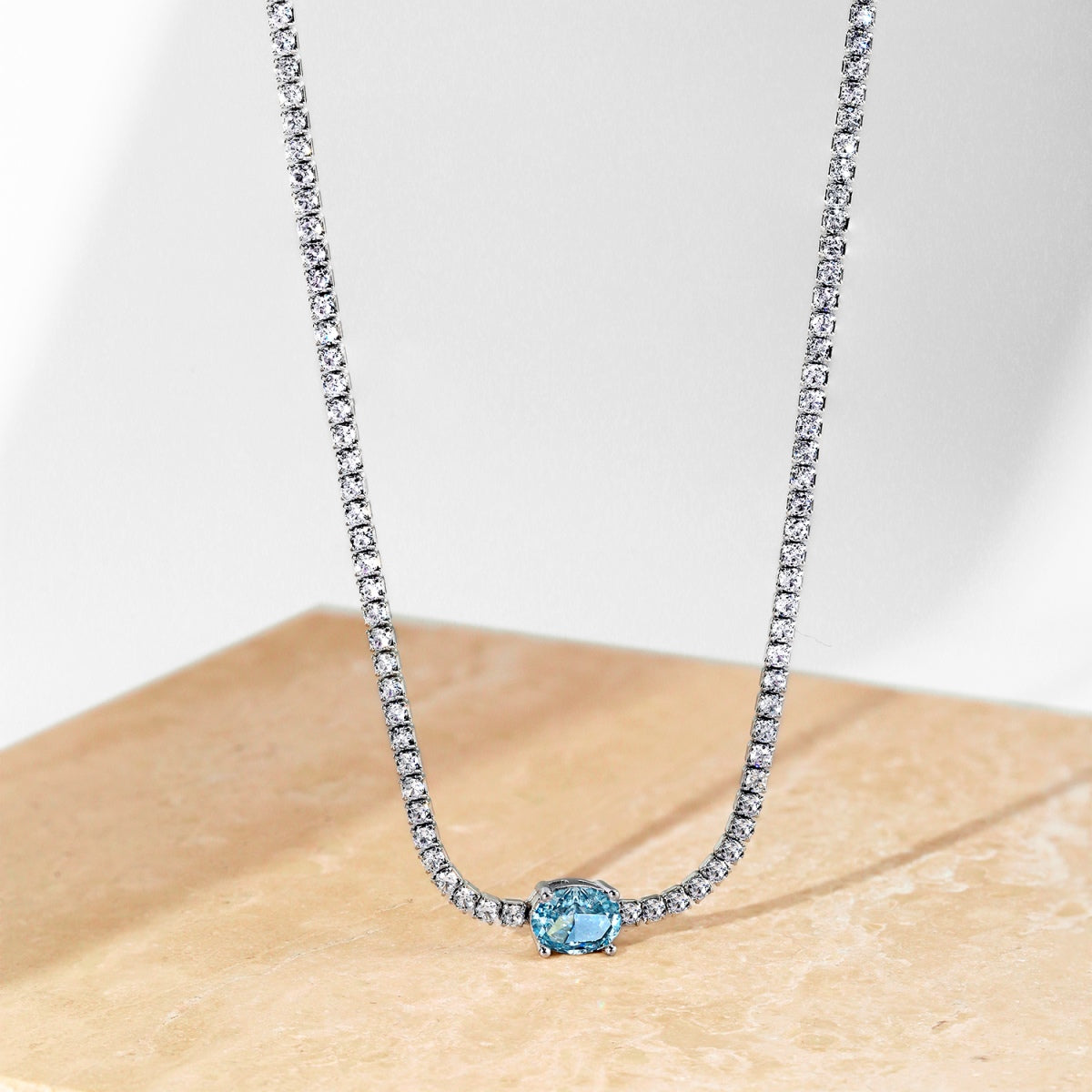 [OAK JURI]1.0 Carat Shining Oval Cut Necklace