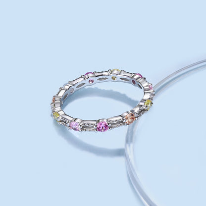 [OAK JURI]Sparkling Colorful Round Cut Tennis Ring
