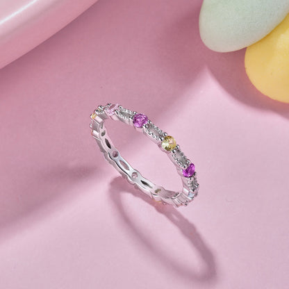 [OAK JURI]Sparkling Colorful Round Cut Tennis Ring