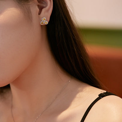 [OAK JURI]Ornate Flower Shape Pear Cut Lover Earrings