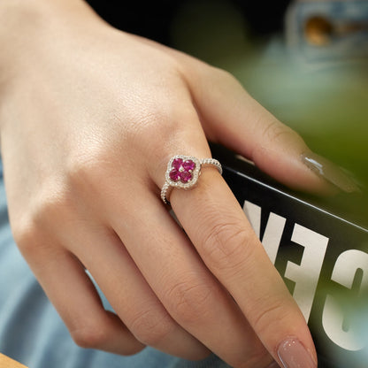 [OAK JURI]Four Leaf Clover Flower Design Ring