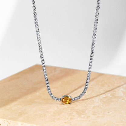 [OAK JURI]1.0 Carat Shining Oval Cut Necklace