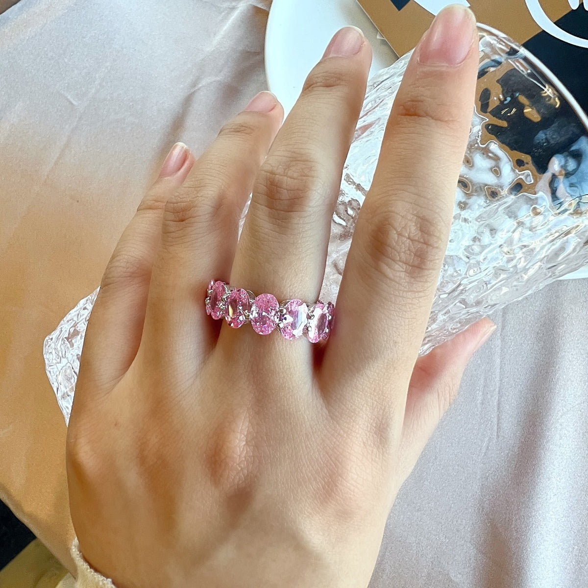 [OAK JURI]Dainty Elongated Cushion Cut Tennis Ring