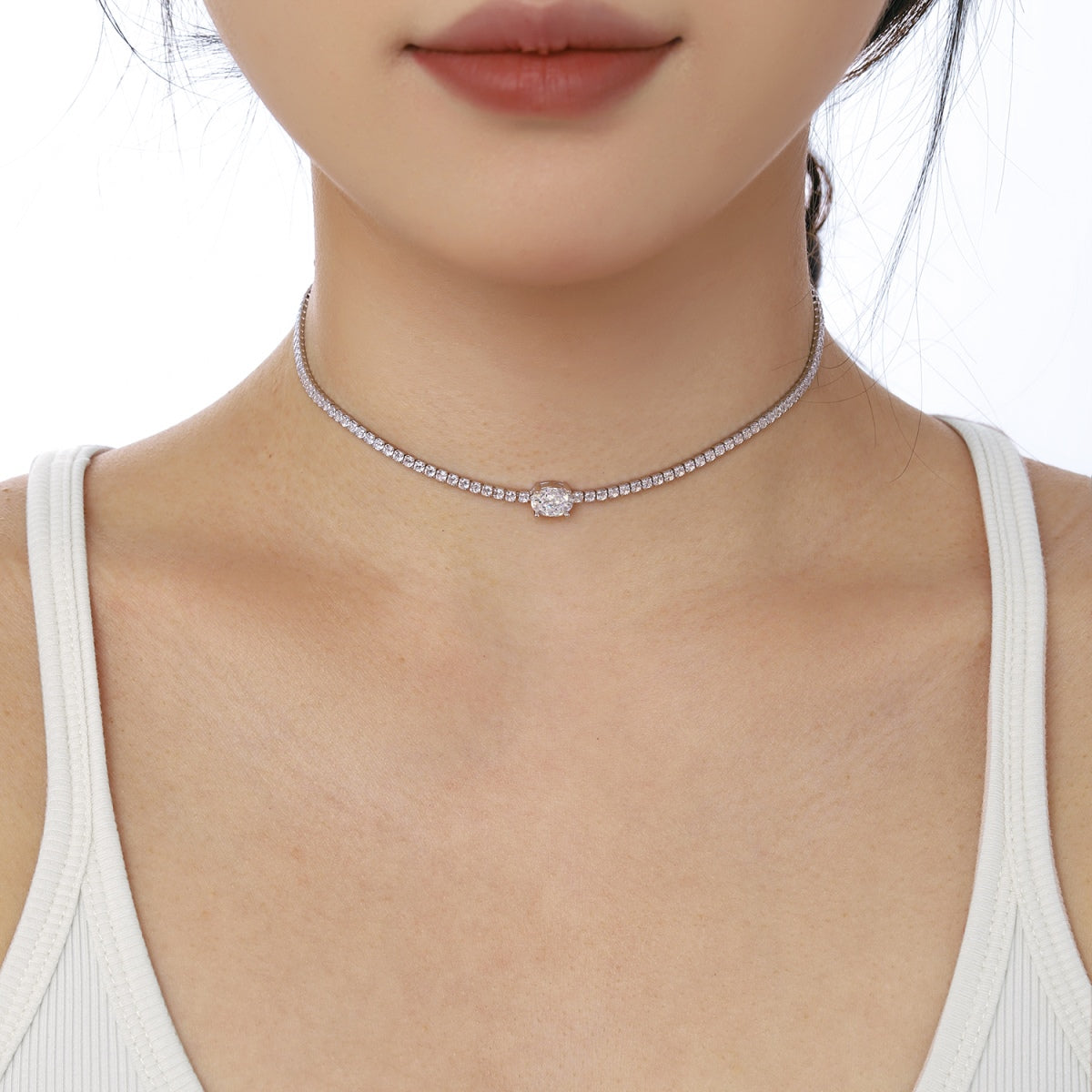 [OAK JURI]1.0 Carat Shining Oval Cut Necklace