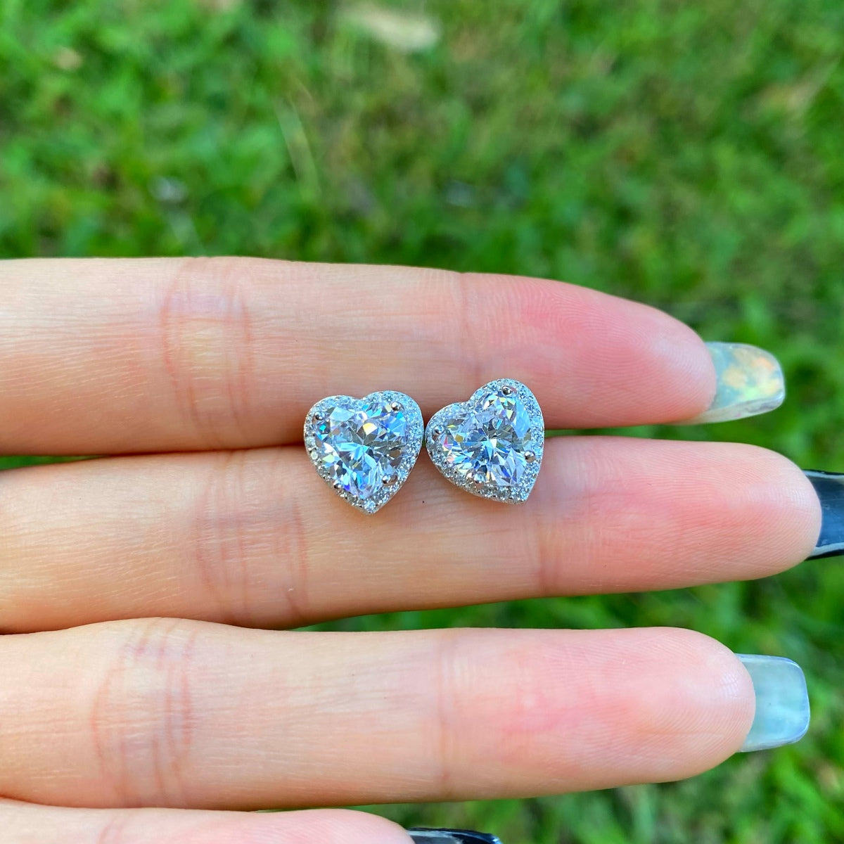 [OAK JURI]Sparkling Heart Shape Lover Earrings