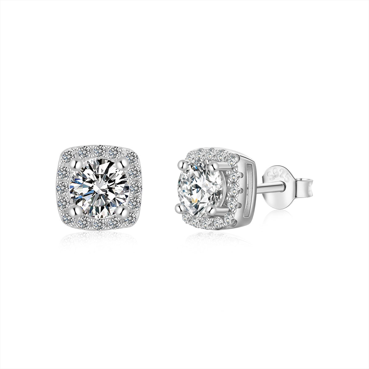 [OAK JURI]Classic Round Center Stone Stud Earrings