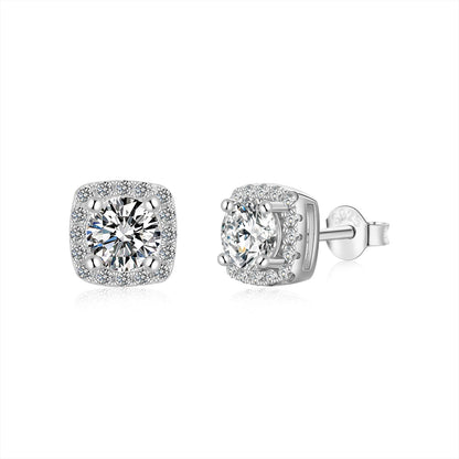 [OAK JURI]Classic Round Center Stone Stud Earrings