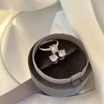 [OAK JURI]1.0 Carat Radiant Princess Cut Wedding Earrings