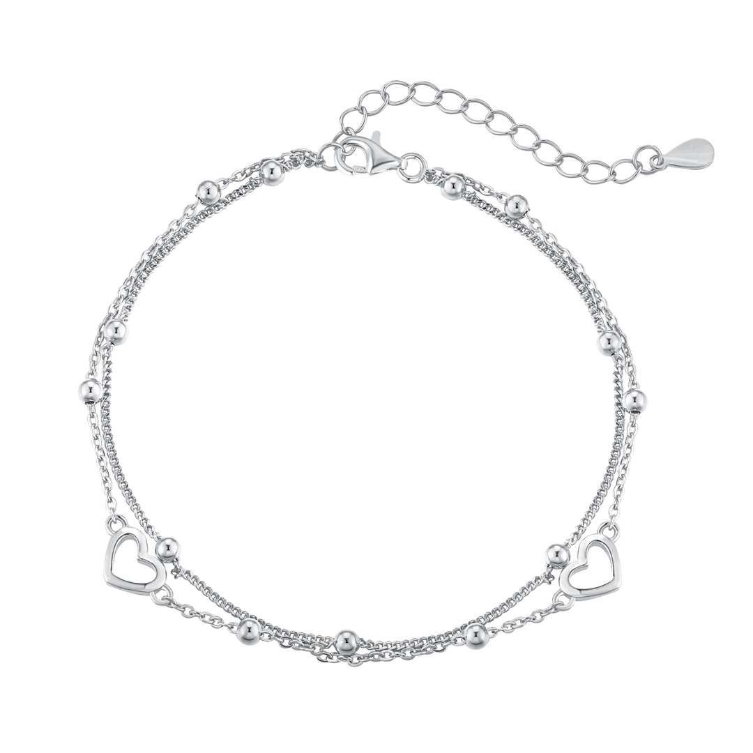 [OAK JURI]Dainty Double Layer Love Heart Bracelet