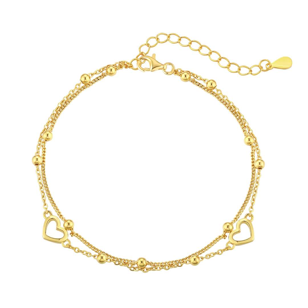 [OAK JURI]Dainty Double Layer Love Heart Bracelet