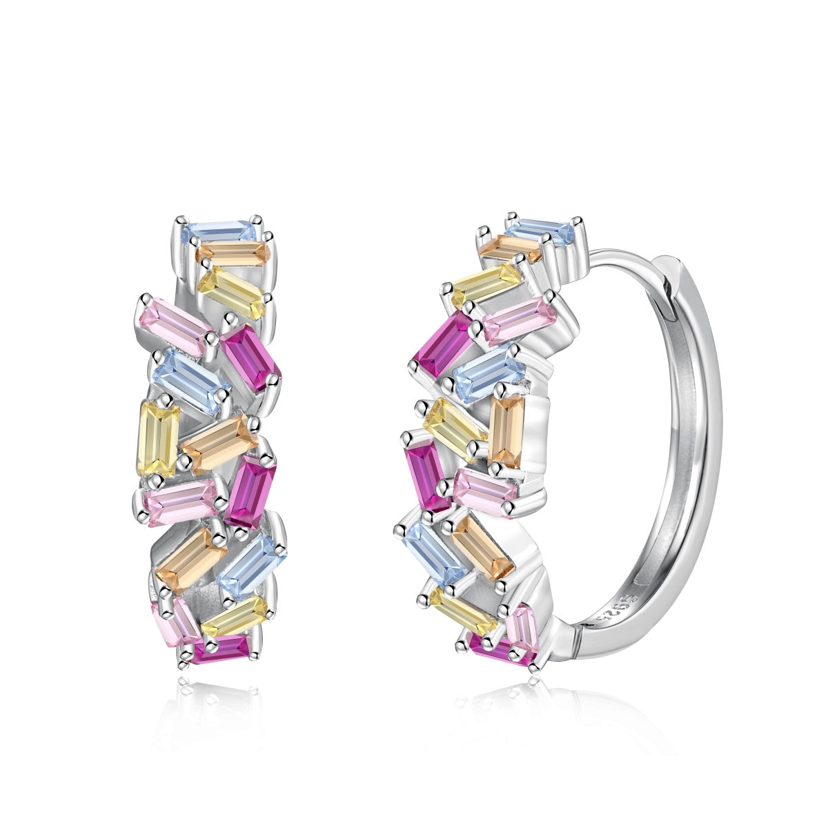 [OAK JURI]Dazzling Colorful Emerald Cut Daily Earrings