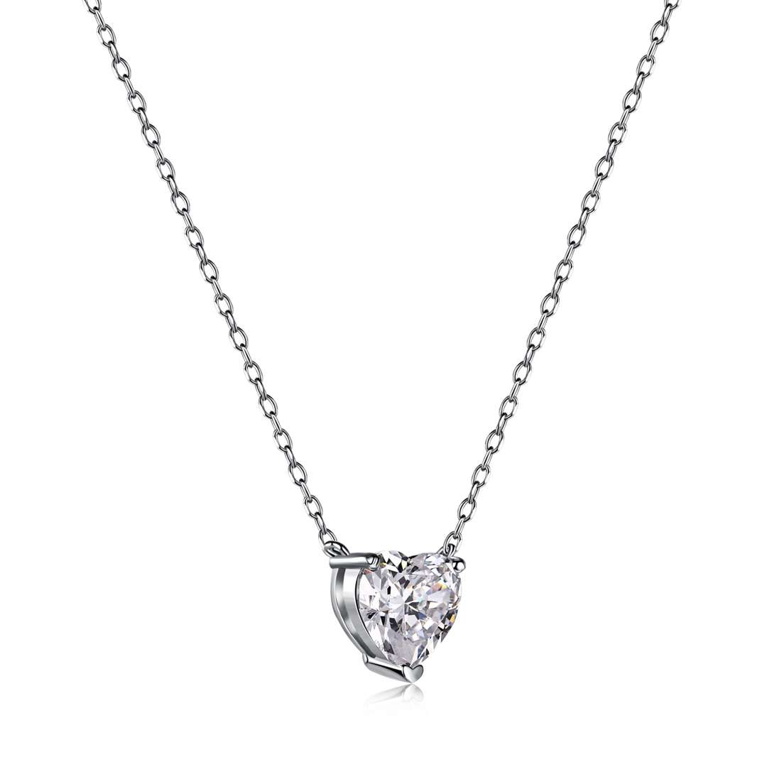 [OAK JURI]Heart Shape Main Stone Pendant Collarbone Necklace