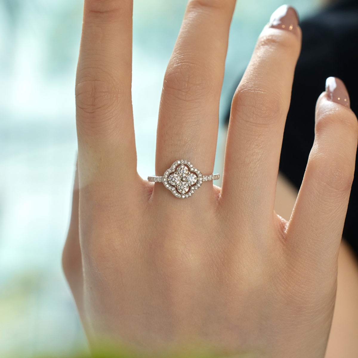 [OAK JURI]Four Leaf Clover Flower Design Ring