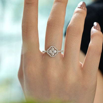 [OAK JURI]Four Leaf Clover Flower Design Ring