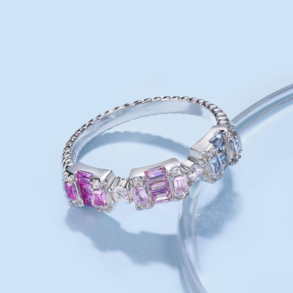 [OAK JURI]Unique Colorful Emerald Cut Party Ring