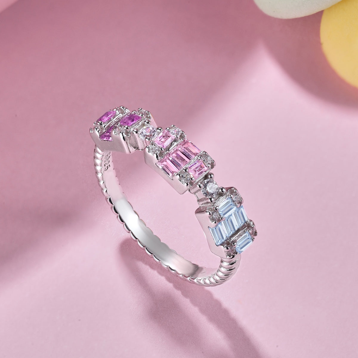 [OAK JURI]Unique Colorful Emerald Cut Party Ring