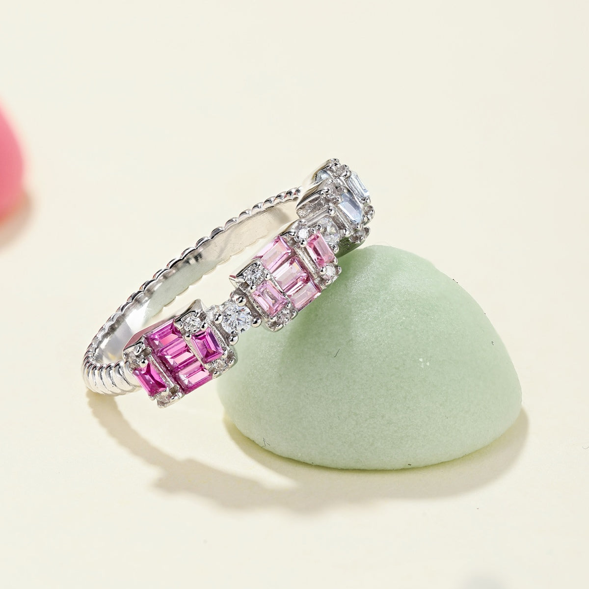 [OAK JURI]Unique Colorful Emerald Cut Party Ring