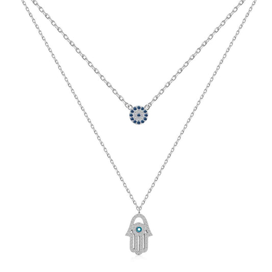 [OAK JURI]Demon Eye Hamsa Palm Necklace