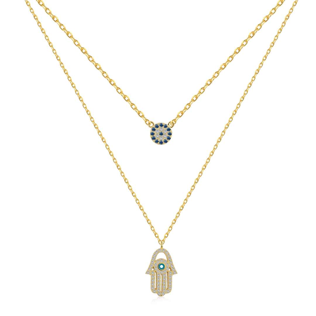 [OAK JURI]Demon Eye Hamsa Palm Necklace