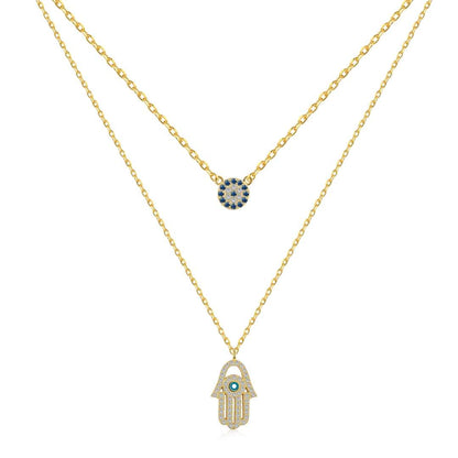 [OAK JURI]Demon Eye Hamsa Palm Necklace