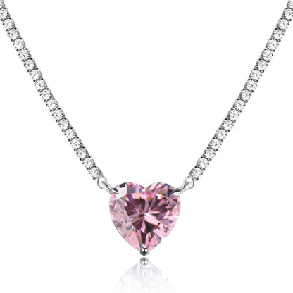 [OAK JURI]8.0 Carat Versatile Colorful Sweet Heart-Shaped Tennis Necklace