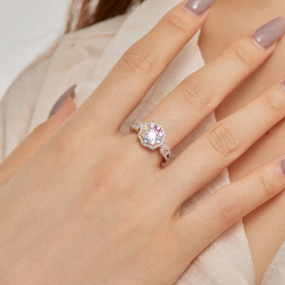 [OAK JURI]Delicate Colorful Round Cut Flower Shape Wedding Ring