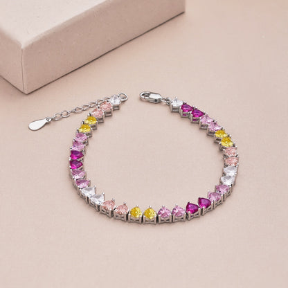 [OAK JURI]Luxurious Colorful Romantic Heart Shape Lover Bracelet