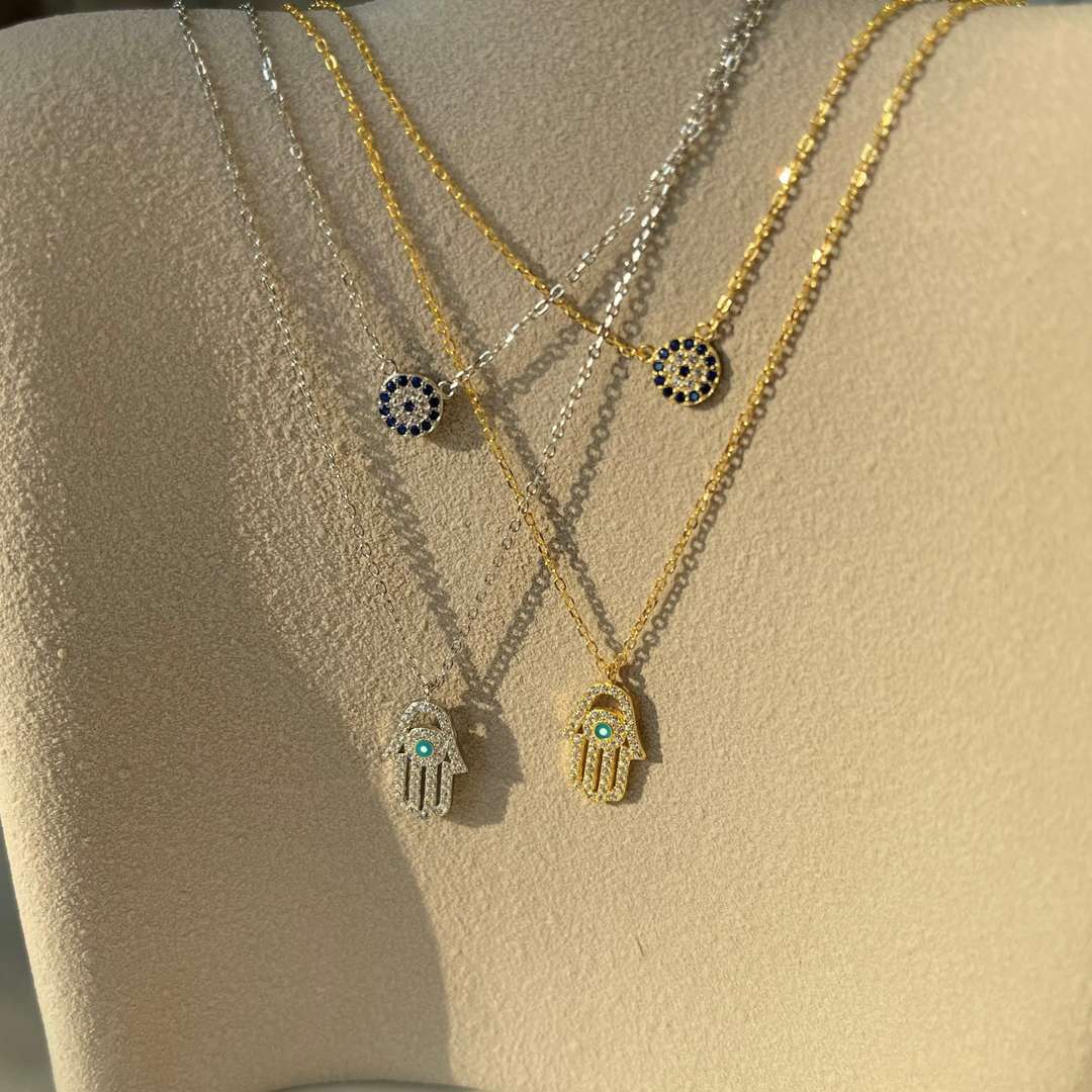 [OAK JURI]Demon Eye Hamsa Palm Necklace