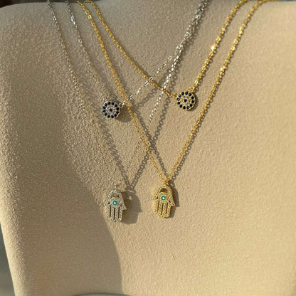 [OAK JURI]Demon Eye Hamsa Palm Necklace