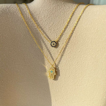 [OAK JURI]Demon Eye Hamsa Palm Necklace
