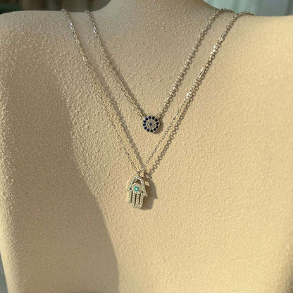 [OAK JURI]Demon Eye Hamsa Palm Necklace