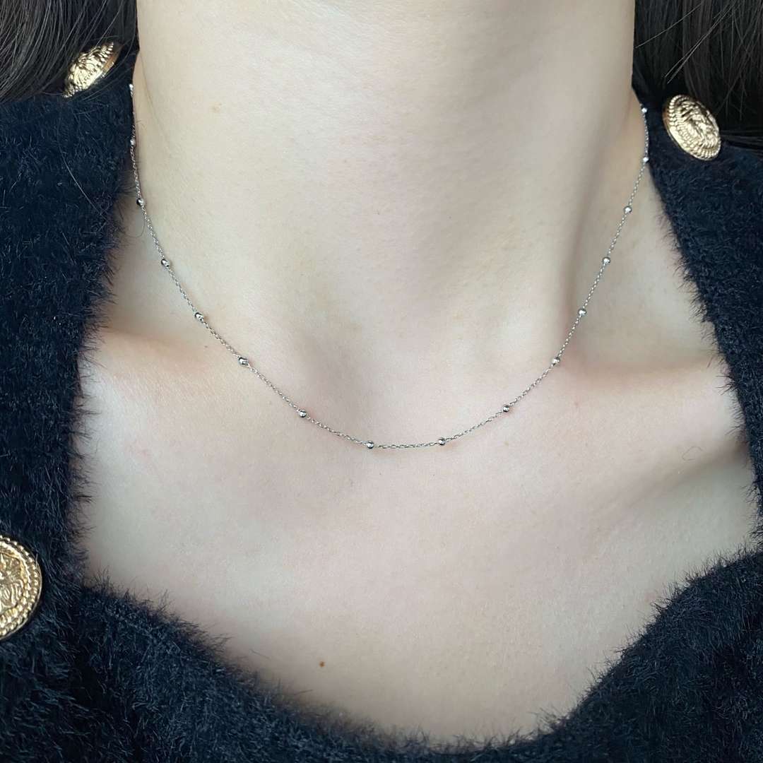 [OAK JURI]Small Bead Clavicle Chain Simple Necklace