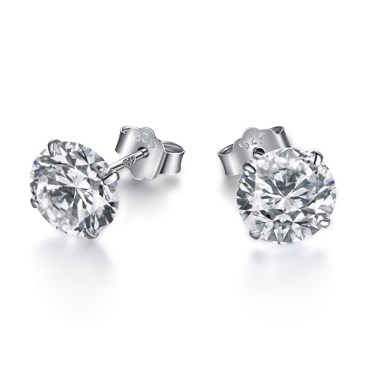 [OAK JURI]Stylish Shiny Round Center Stone Stud Earrings