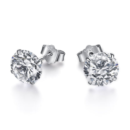 [OAK JURI]Stylish Shiny Round Center Stone Stud Earrings