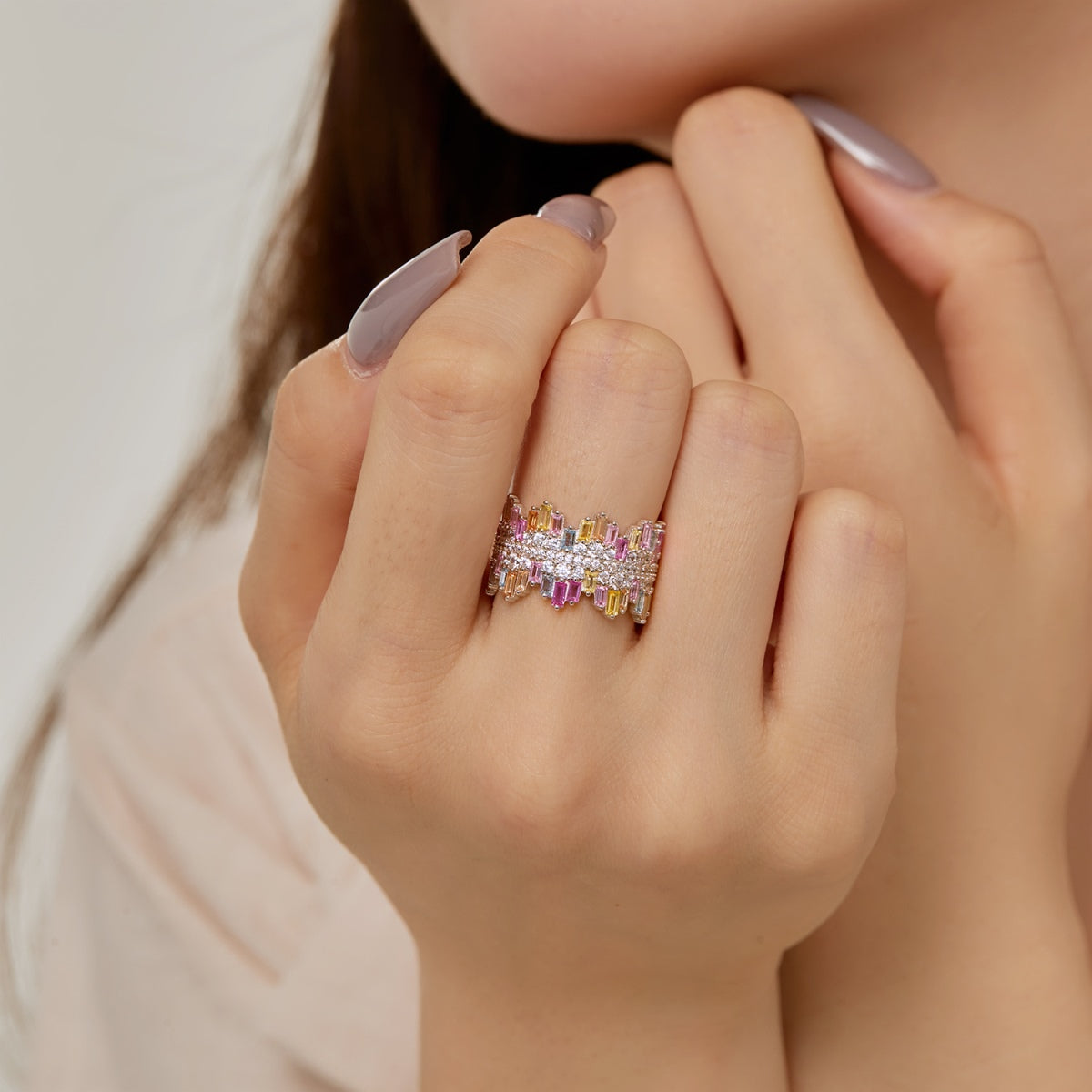 [OAK JURI]Luxurious Colorful Radiant Cut Daily Ring