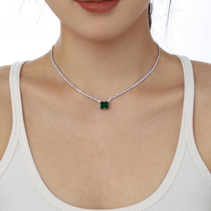 [OAK JURI]4.0 Carat Elegant Radiant Cut Necklace