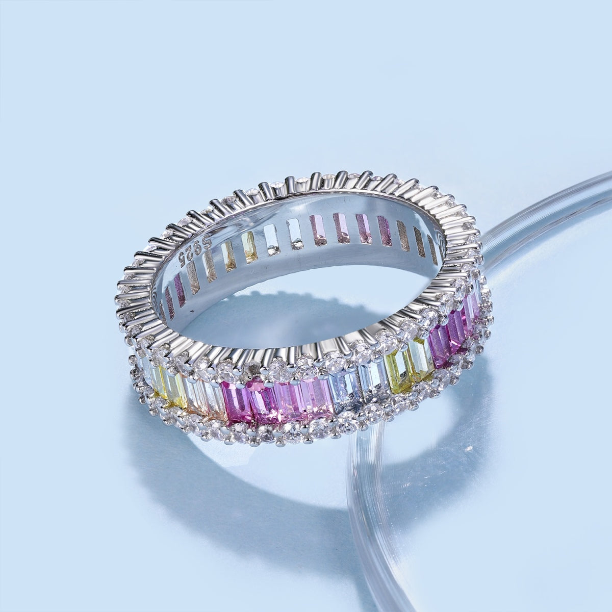 [OAK JURI]Dainty Kaleidoscopic Emerald Cut Daily Ring